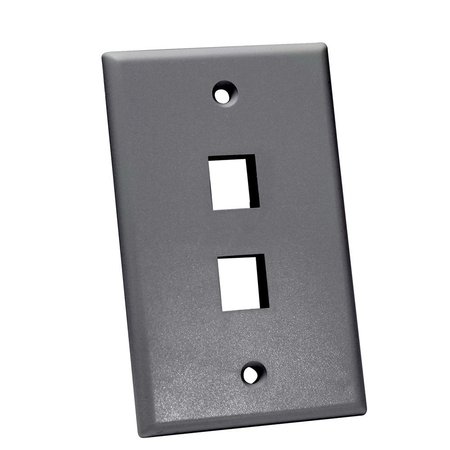 QUEST TECHNOLOGY INTERNATIONAL Keystone Wall Plate, Single-Gang - 2 Port, Gray NFP-1020